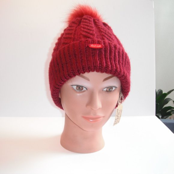 Hand Knitted Hat Toque Adult-OneSize Acrylic Color Burgundy-002 Hand knit by me - Picture 4 of 12